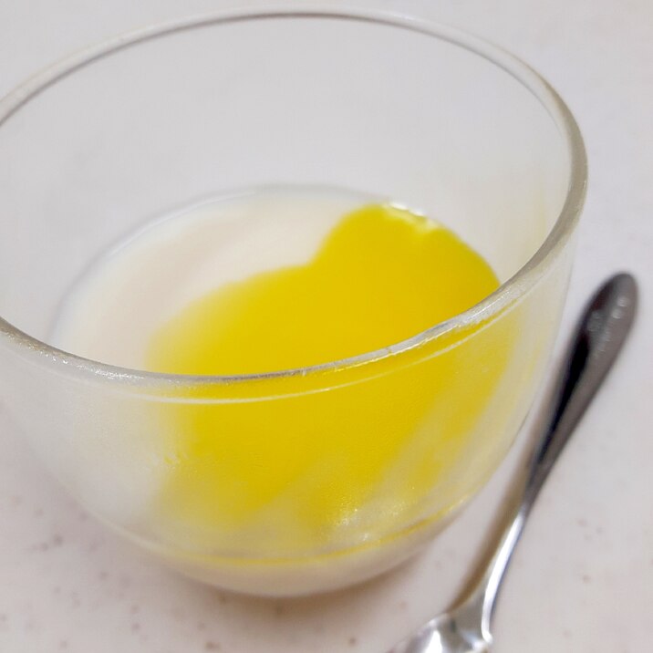 かき氷シロップで(^^)甘酒のレモンミルクゼリー♪